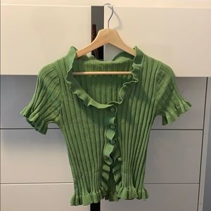 Green Summer Short Sleeve Top Shirt